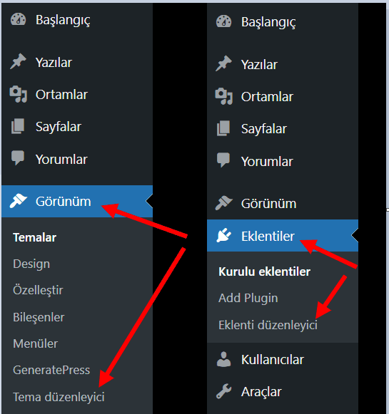 WordPress Tema-Eklenti Düzenleyici