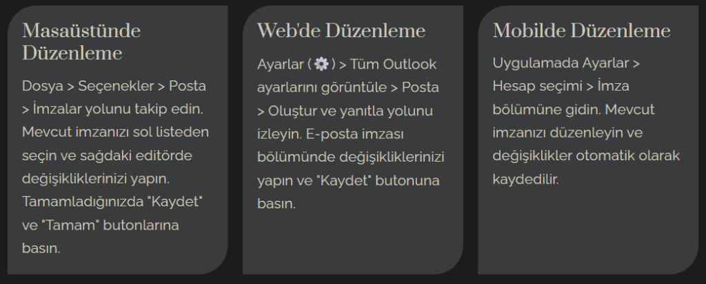Outlook İmza Düzenleme