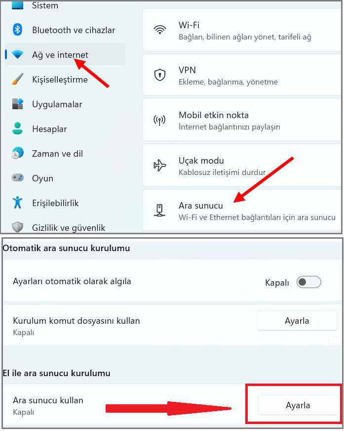 Windows Proxy Ayarları 1