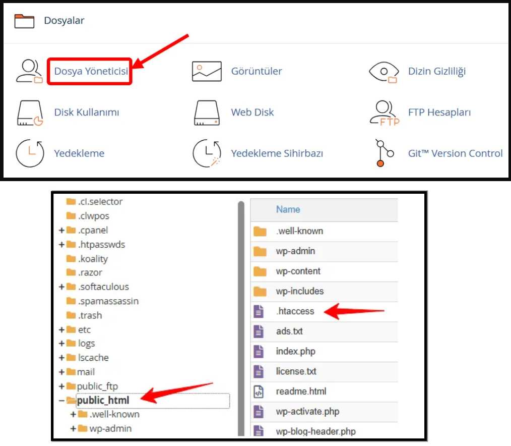 .htaccess Dosyasına cPanel ile Erişim