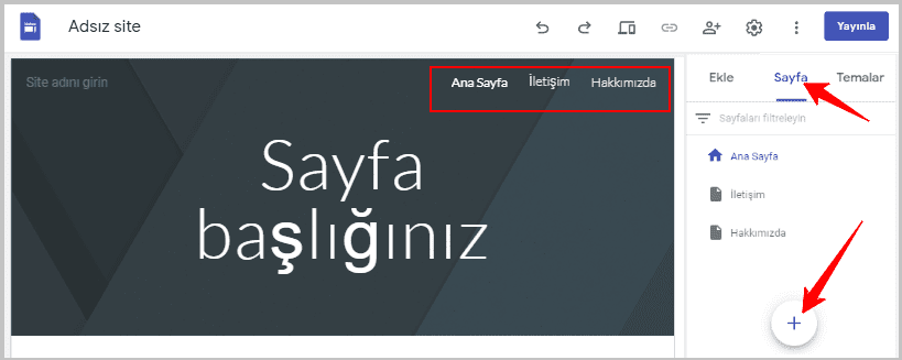 Google Sites Sayfalar