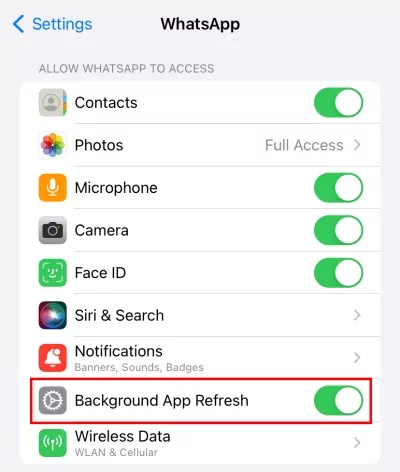 İphone-WhatsApp Arka Plan Uygulama Yenileme
