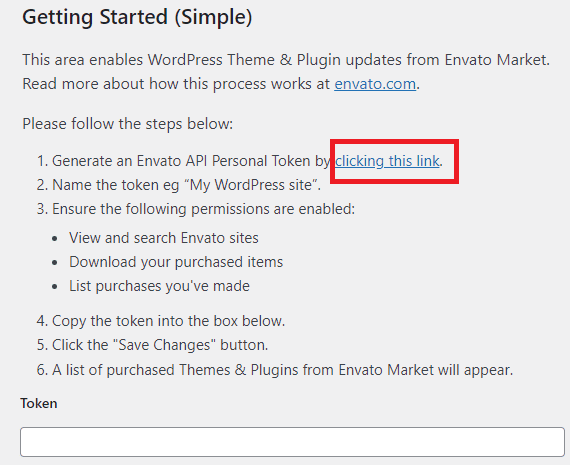 Envato API Token
