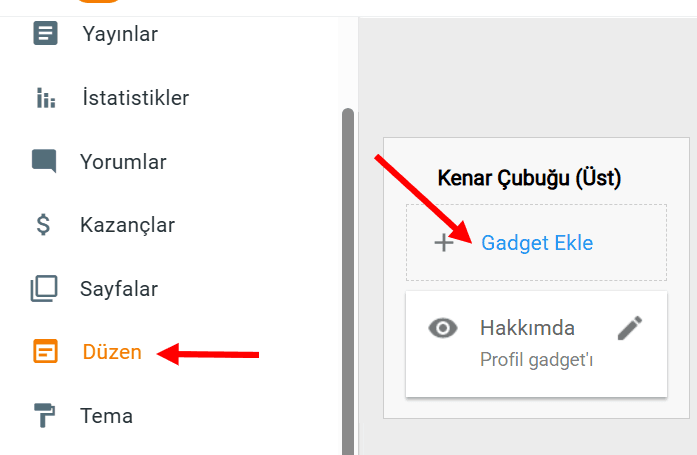 Blogger İletişim Gadget'i ekleme