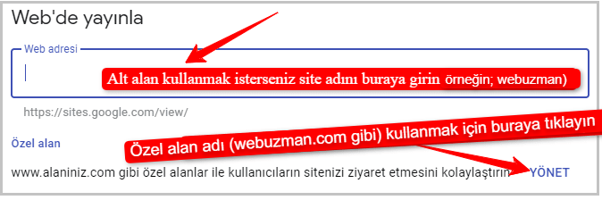 Google Sites Site Yayınlama