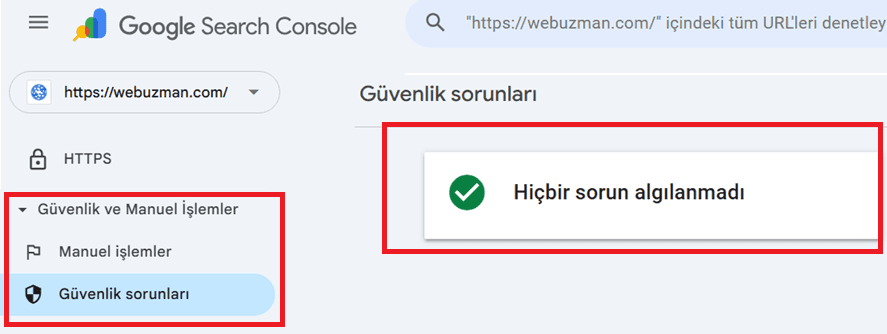 Google Search Console Güvenlik Kontrolü