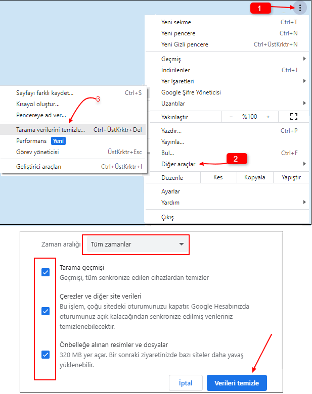 Chrome Önbelleğini Temizleme