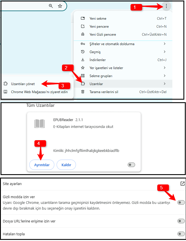 Gizli Modda Chrome Uzantılarını Etkinleştirme